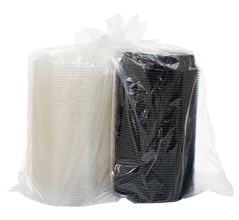 Container Plastic Carryout Hinged Black/clear 9
