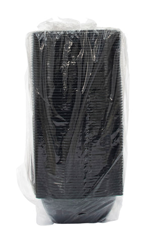 Bowl Plastic Square Microwaveable Black 64 Oz