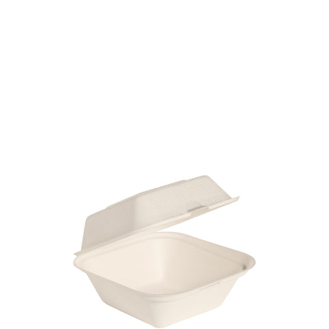 Container Sugarcane Bagasse Hinged Ivory 6