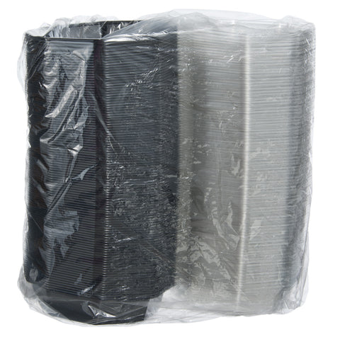 Creative Carryouts® CONTAINER PLASTIC HINGED CARRYOUT BLACK/CLEAR 7.5