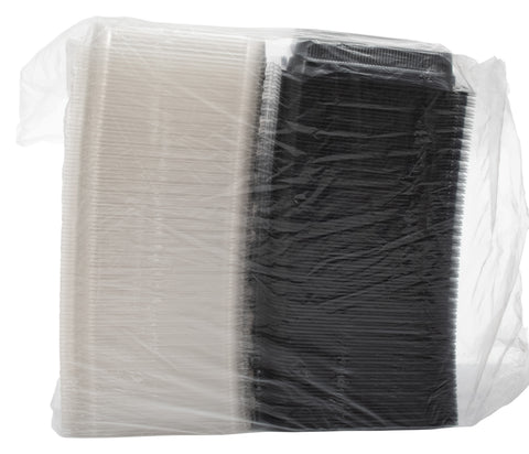 Creative Carryouts® CONTAINER PLASTIC 1 COMPARTMENT BLACK BASE W/ CLEAR LID HINGED