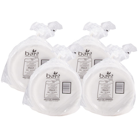 Dart Bare by Solo Forward Medium Weight Clay Coated Paper Round White Plate, 9 inch -- 500 per case