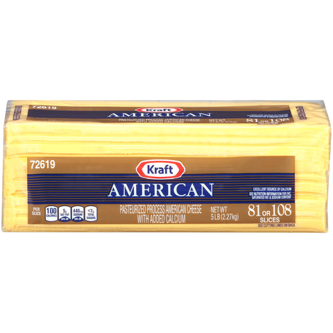 Kraft Regular American Sliced Cheese, 5 Pound -- 4 per case.