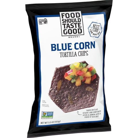 Food Should Taste Good Blue Corn Tortilla Chips, 5.5 Ounce -- 12 per case.