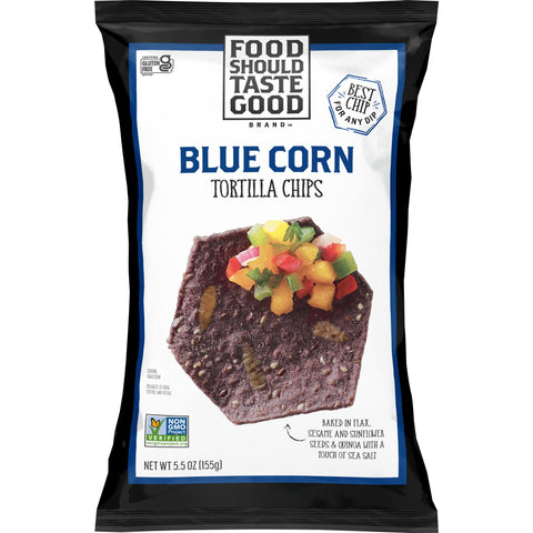 Food Should Taste Good Blue Corn Tortilla Chips, 5.5 Ounce -- 12 per case.