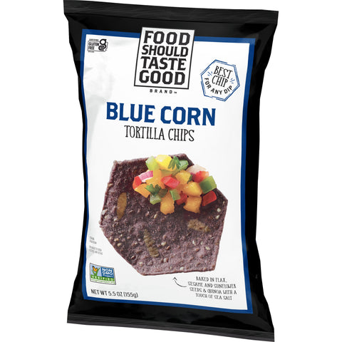 Food Should Taste Good Blue Corn Tortilla Chips, 5.5 Ounce -- 12 per case.