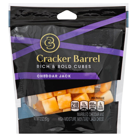 Cracker Barrel Cheddar Jack Snacking Cubes, 2 Ounce -- 6 per case.