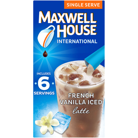Maxwell House International Cafe Style Iced Latte Singles French Vanilla Beverage Mix, 3.42 Ounce -- 8 per case.