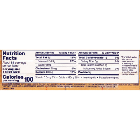 Cheese American Processed Sliced 81-108 Ct