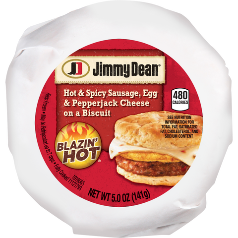 Jimmy Dean SANDWICH BLAZIN' HOT - HOT & SPICY SAUSAGE EGG & PEPPERJACK CHEESE ON A BISCUIT 10000051328