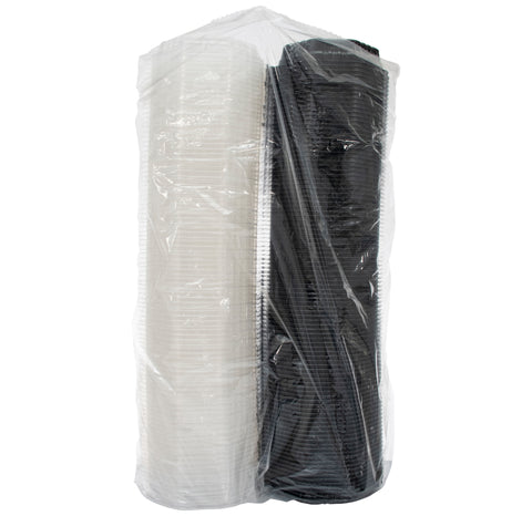 Creative Carryouts® CONTAINER PLASTIC HINGED CARRYOUT BLACK/CLEAR 7.5