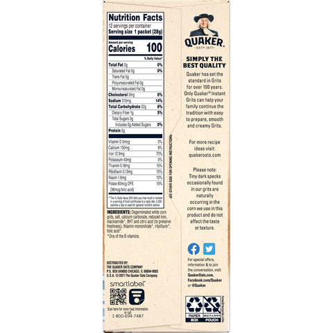Quaker® CEREAL GRITS INSTANT REGULAR