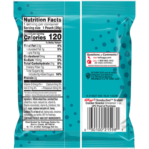 Scooby-Doo Cinnamon Graham Cracker Sticks - 1 oz. package, 210 per case
