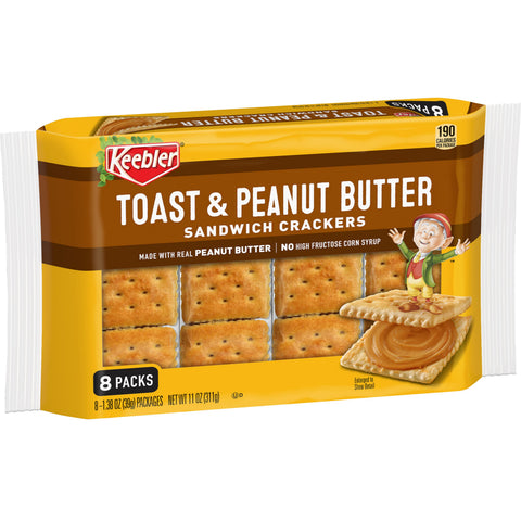 Keebler Toast and Peanut Butter Sandwich Cracker, 8 Ounce -- 12 per case.