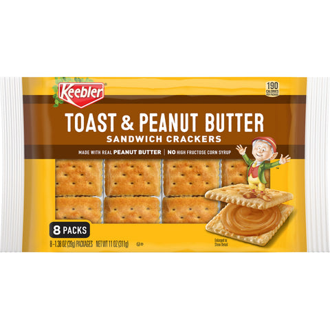 Keebler Toast and Peanut Butter Sandwich Cracker, 8 Ounce -- 12 per case.
