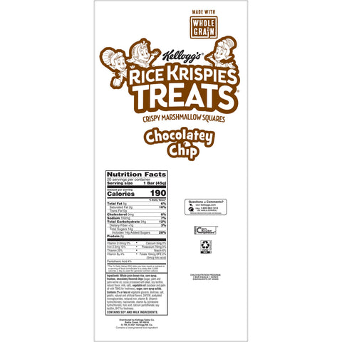 Snack Bar Rice Krispies Treats® Chocolatey Chip Made W/ Whole Grain