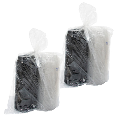 Creative Carryouts® CONTAINER PLASTIC HINGED CARRYOUT - BLACK/CLEAR 6