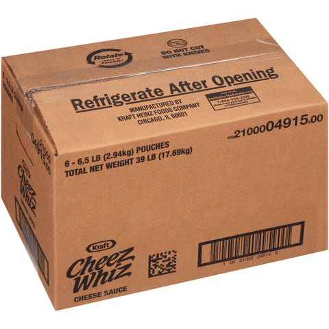 Cheez Whiz Original Cheese Sauce, 6.5 Pound Pouch -- 6 per case.