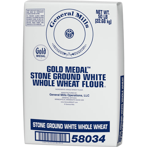 General Mills Untreated Fine Ground Stone Ground White Whole Wheat Flour, 50 Pound.