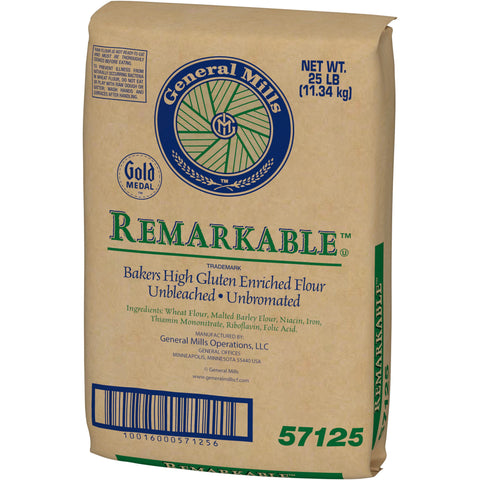General Mills Remarkable Bakers High Gluten Unbleached Enriched Flour, 25 Pound -- 2 per case.