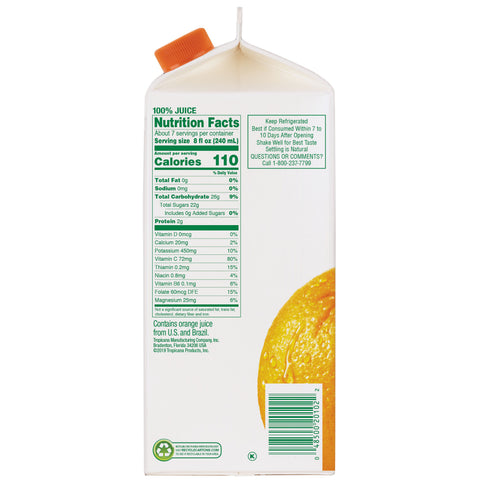 Tropicana Pure Premium Juicy Rewards No Pulp Original Orange Juice, 59 Fluid Ounce -- 8 per case.