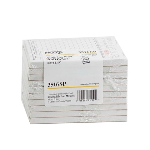 National Checking Company Waitrpad Paper - 1 Part White, 13 Line, 3.5 x 5.125 inch -- 10000 per case.