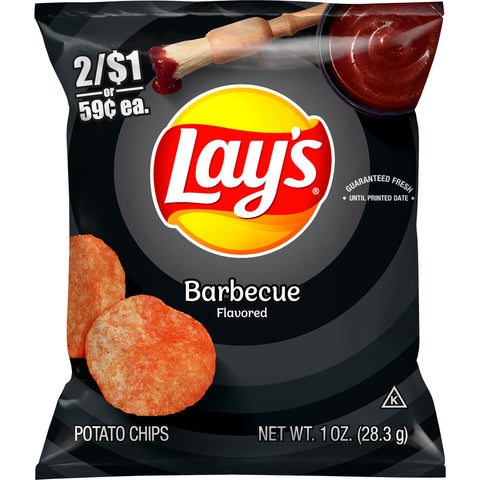Lays BBQ Potato Chips Single Serve, 1 Ounce -- 104 per case.