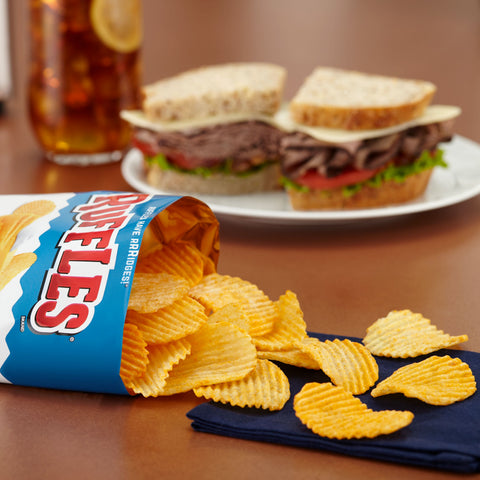 Ruffles Cheddar Sour Cream Potato Chips, 1.5 Ounce -- 64 per case.