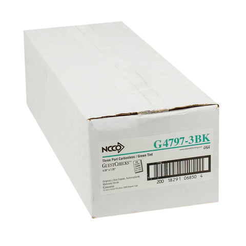 National Checking Company Carbonless Guest Check Board - 3 Part Green, 13 Line, 4.20 x 7.25 inch -- 2000 per case.