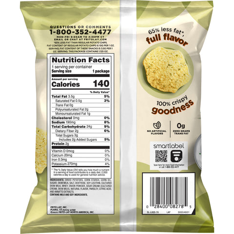 Lays Baked Sour Cream and Onion Potato Crisps Single Serve, 1.125 Ounce -- 64 per case.
