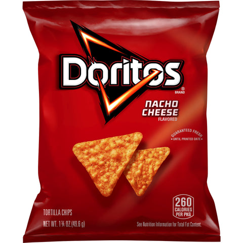 Doritos Nacho Cheese Tortilla Chips, 1.75 Ounce -- 64 per case.