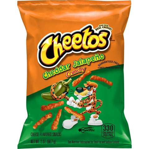 Cheetos Cheddar Jalapeno Crunchy Cheese Snacks, 2 Ounce -- 64 per case.