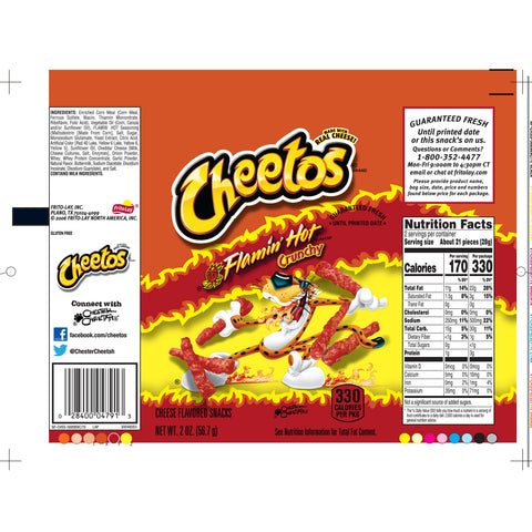 Cheetos Crunchy Flamin Hot Cheese Flavored Snacks, 2 Ounce - 64 per case