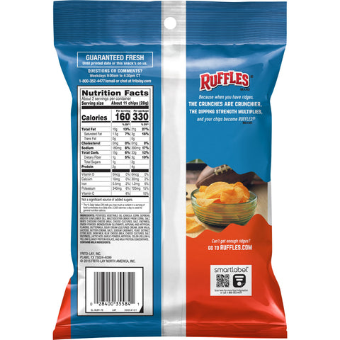 Ruffles Cheddar and Sour Cream Ridged Potato Chips, 2.125 Ounce -- 24 per case