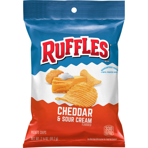 Ruffles Cheddar and Sour Cream Ridged Potato Chips, 2.125 Ounce -- 24 per case