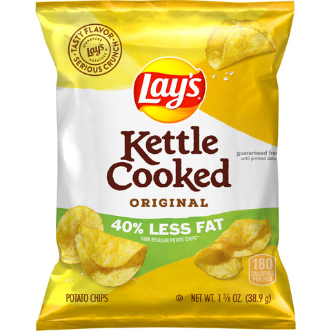 Lays Kettle Cooked Original Potato Chips, 1.375 Ounce -- 64 per case.