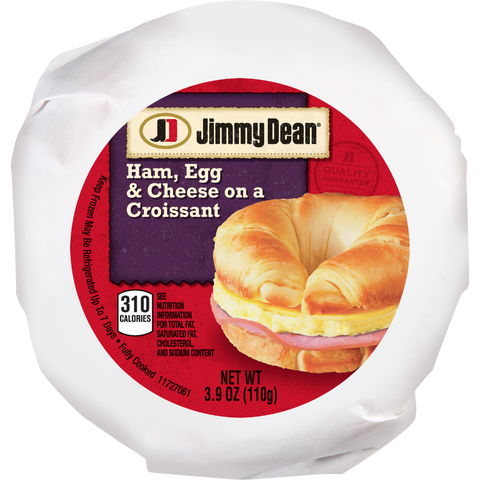 Jimmy Dean Ham Egg and Cheese Croissant Breakfast Sandwich, 3.9 Ounce -- 12 per case.