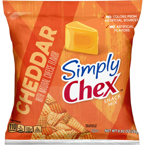 Simply Chex Cheddar Cereal Pieces, 0.92 Ounce -- 60 per case.