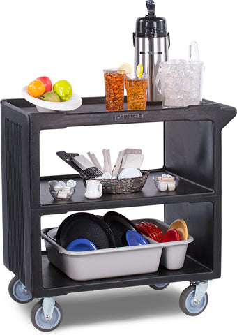 Carlisle SERVICE CART PLASTIC 3 SHELF BLACK 33X20