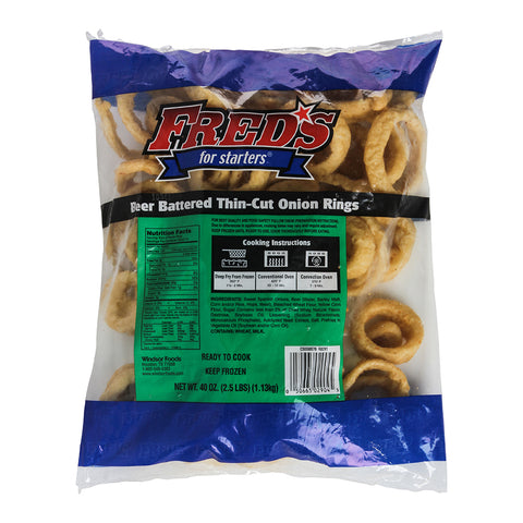 Windsor Freds Beer Battered Skinny Thin Cut Onion Ring, 2.5 Pound -- 4 per case.