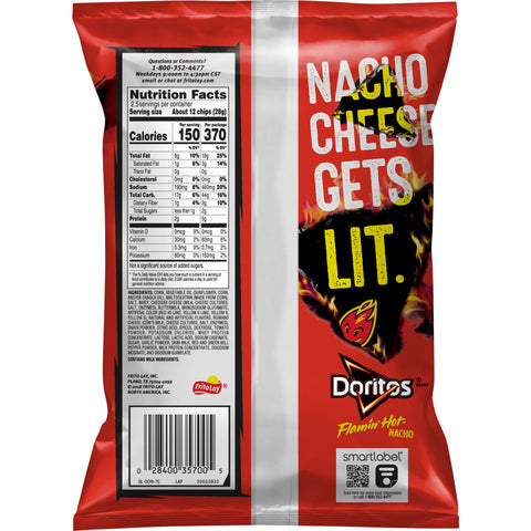 Doritos Flamin Hot Nacho Tortilla Chips, 2.5 Ounce -- 24 per case