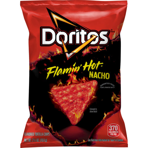 Doritos Flamin Hot Nacho Tortilla Chips, 2.5 Ounce -- 24 per case
