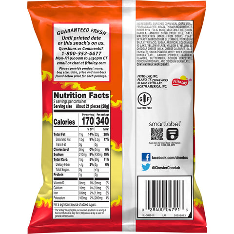 Cheetos Crunchy Flamin Hot Cheese Flavored Snacks, 2 Ounce - 64 per case