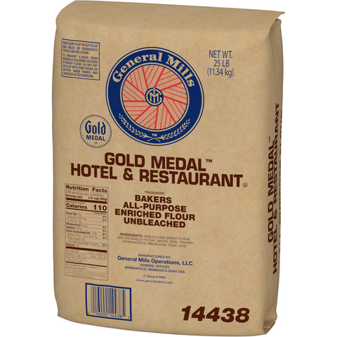 Gold Medal Hotel and Restaurant Unbleached All Purpose Enriched/ Malted Flour, 25 Pound -- 2 per case