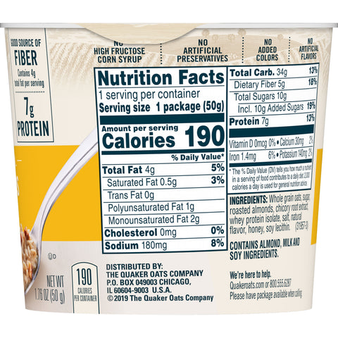 Quaker® OATMEAL INSTANT HONEY & ALMOND