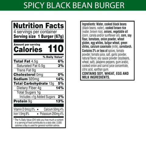 Morningstar Farms Spicy Black Bean Veggie Burgers, 9.5 Ounce -- 8 per case.