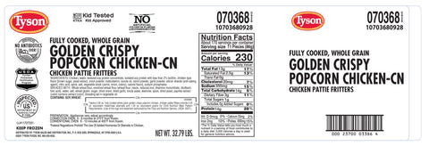 Chicken Popcorn Breaded Whole Grain Crispy Fc 0.28 Oz 70368-0928