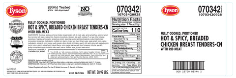 Chicken Tenderloin Whole Muscle Whole Grain Breaded Hot 'n Spicy 1.38 Oz 70342-0928