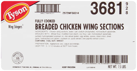 Chicken Wing Stingers® Medium Breaded Fc 1st & 2nd Joint 3681-0928