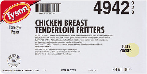 Tyson® CHICKEN TENDERLOIN FRITTER BREADED HOMESTYLE PEPPER FC 2.46 OZ 10049420928
